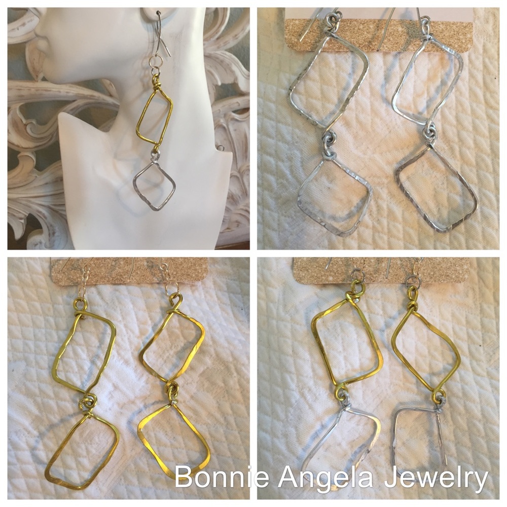 Big Double Drop Rectangle Earrings